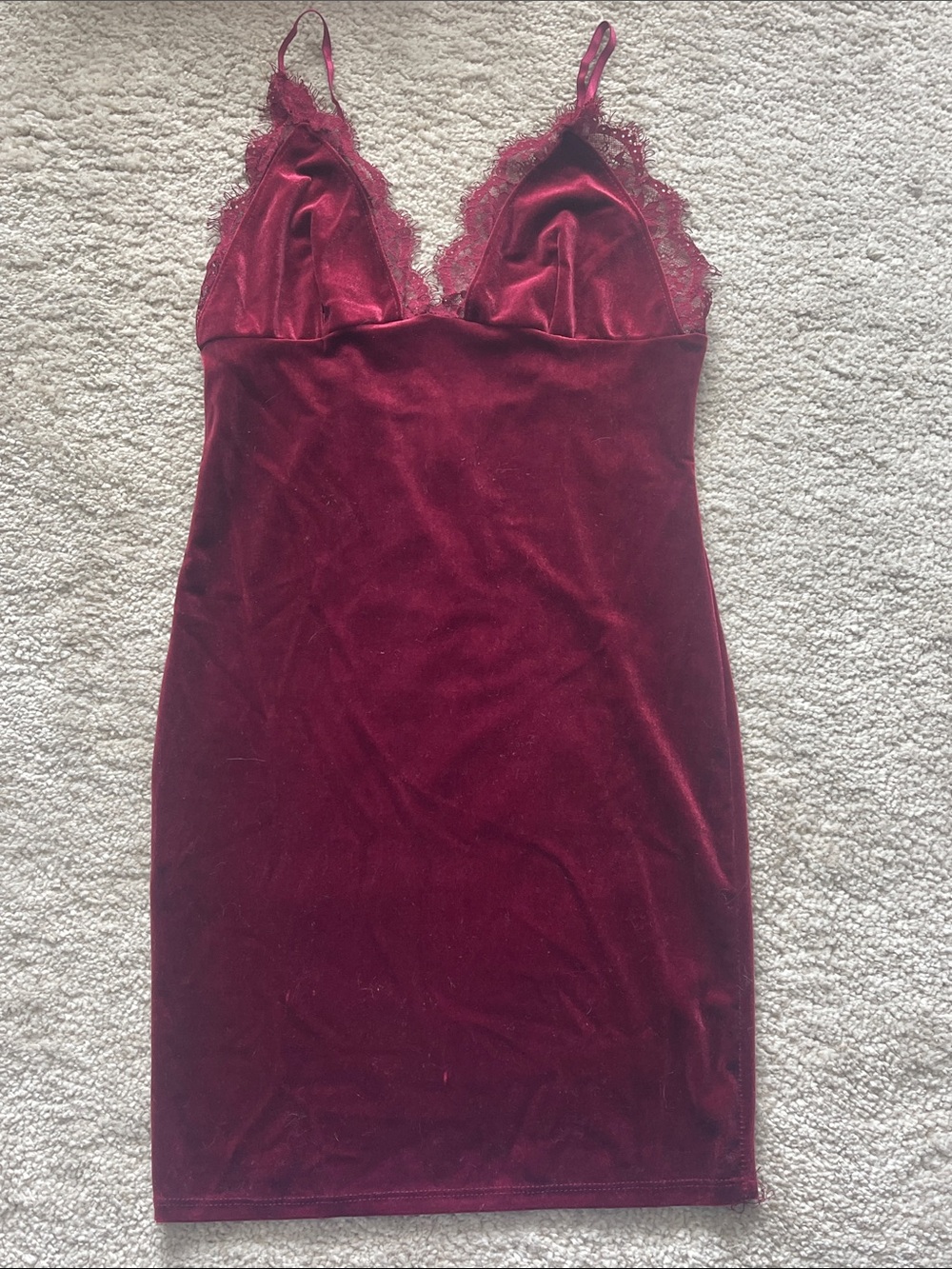 Bozzolo Burgundy Velvet Lace Slip Dress